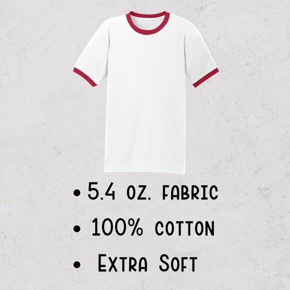 Merry Christmas Retro Graphic Tee Holiday Red and White Ringer T-Shirt - Picture 6 of 6